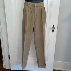 Vintage Savane‎ tan cotton corduroy pleat front cuffed hem pants